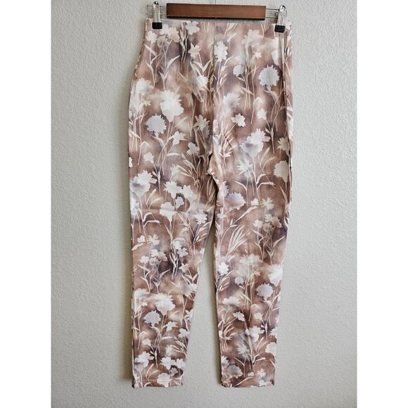 Walking Art Australia Womens Sz 8 Slim Leg Pull On Pants Beige Floral NEW - Picture 2 of 4
